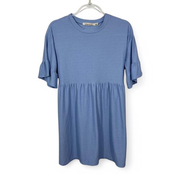 Liberty Love Baby Blue Flowy Dress Knee Length Size‎ Large Lightweight Modest - Picture 2 of 5